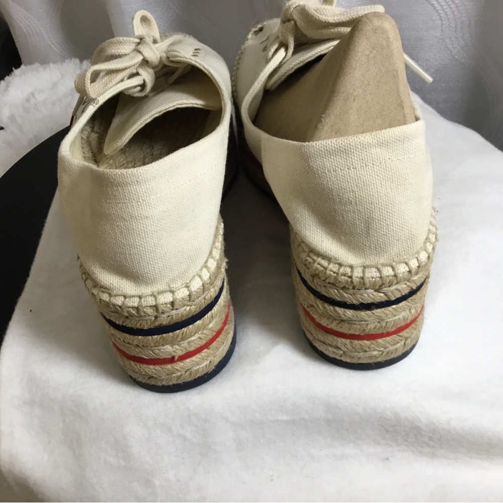 Gucci Cream Canvas Platform Espadrille Sneakers with Web Stripe - Picture 10 of 15